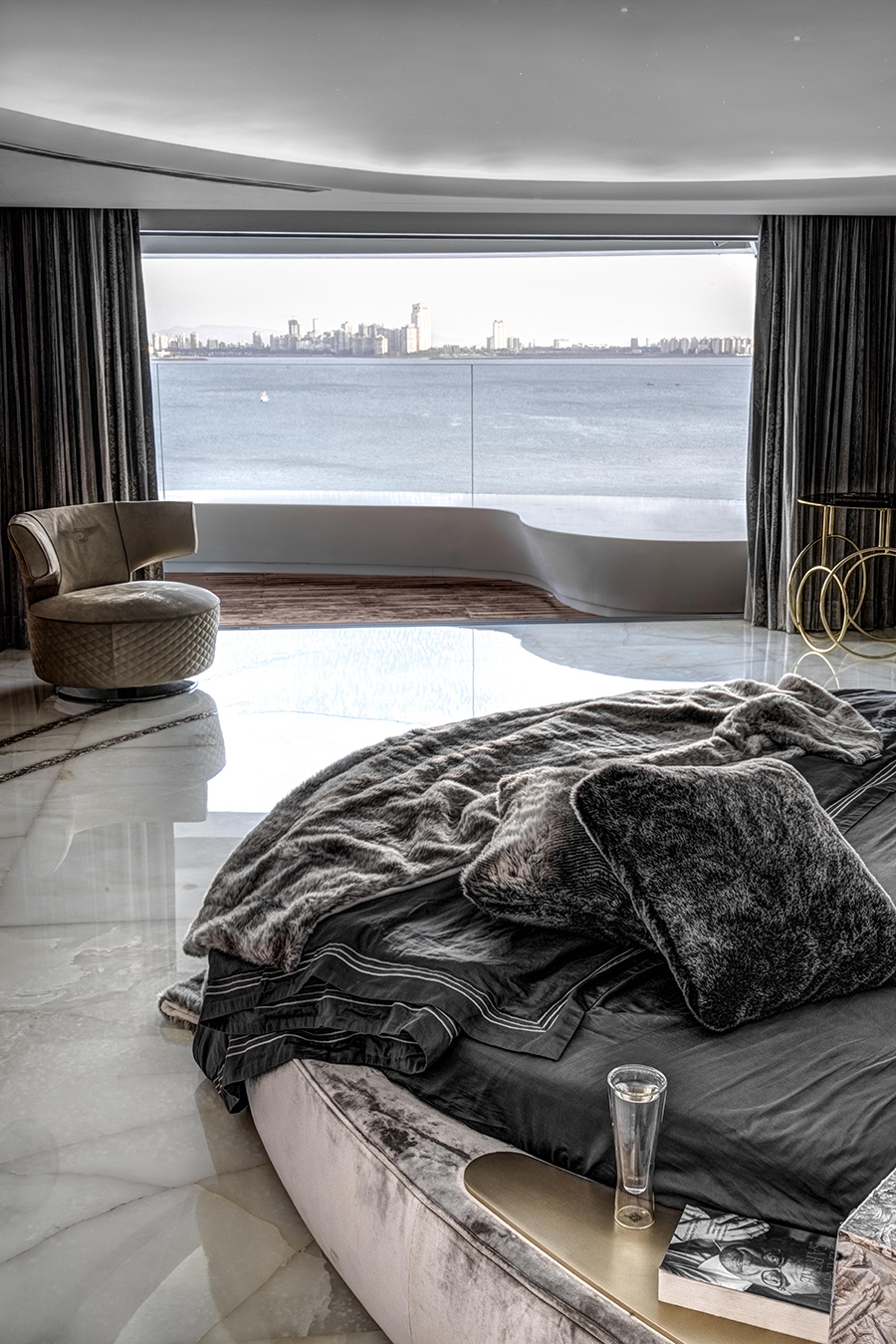 luxury apartment with spectacular view of the famed Mumbai Queens Necklace coast designed by ZZ Architects firm